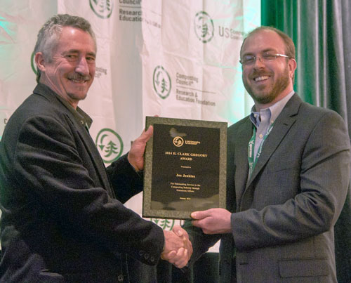 H. Clark Gregory Award, US Compost Council, 2015, Awarded to Joseph Jenkins H. Clark Gregory Award, US Compost Council, 2015, Awarded to Joseph Jenkins