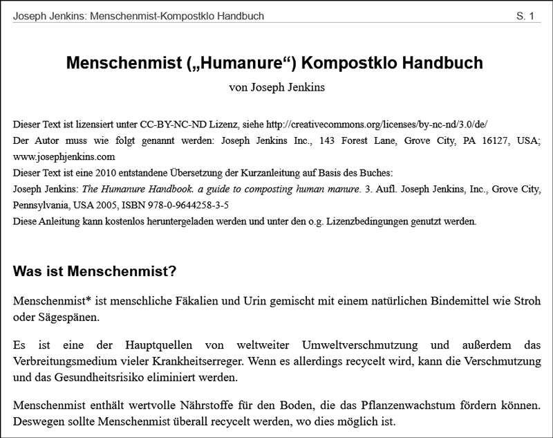 Humanure Manual in the German Language.