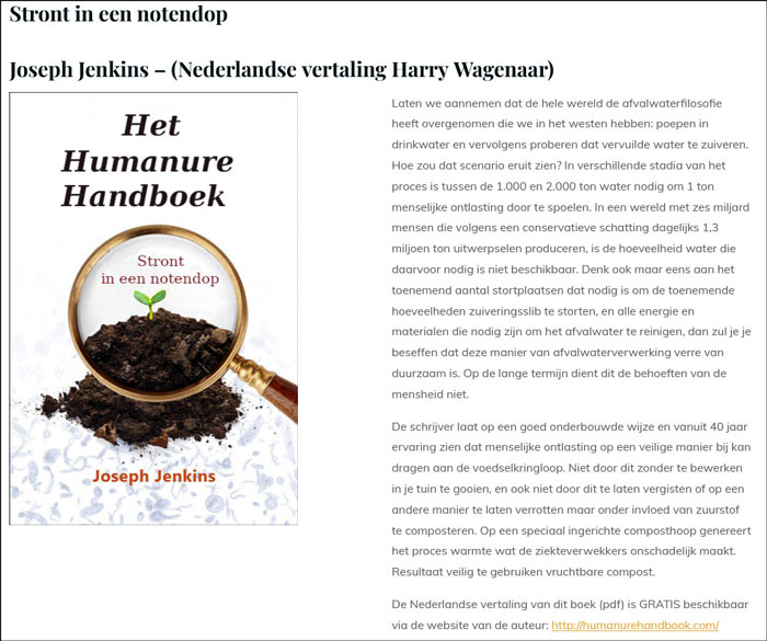 The Humanure Handbook 4th edition translated into the Dutch language.