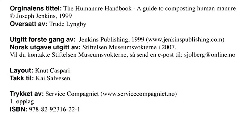 Norwegian translation of the Humanure Handbook by Joseph Jenkins