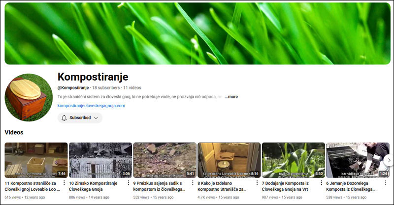 Look at humanure compost toilet video clips with Slovenian subtitles.