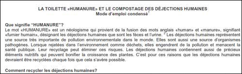 Humanure Handbook Condensed Instruction Manual in French